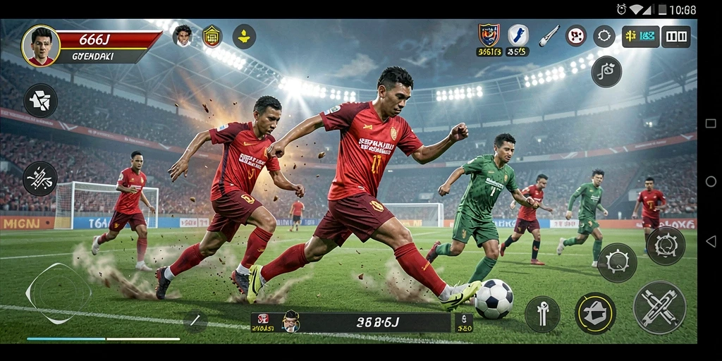 Screenshot gameplay 666J yang menampilkan aksi seru di lapangan.