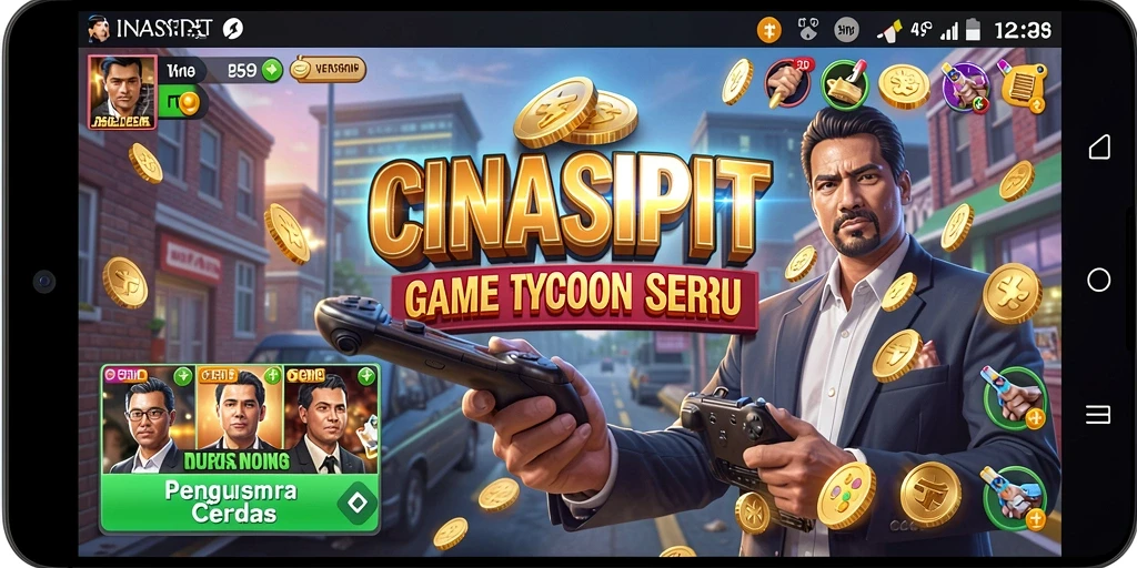 Screenshot menunjukkan gameplay menarik CINASIPIT dalam membangun bisnis Tycoon.