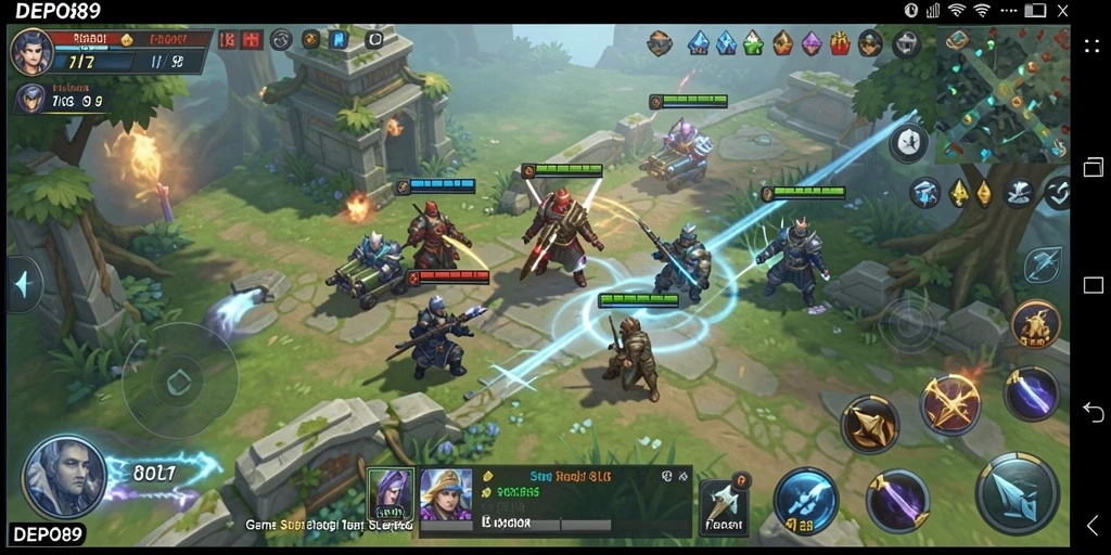 Tangkapan layar DEPO89 menampilkan pertempuran epik dalam game SLG.
