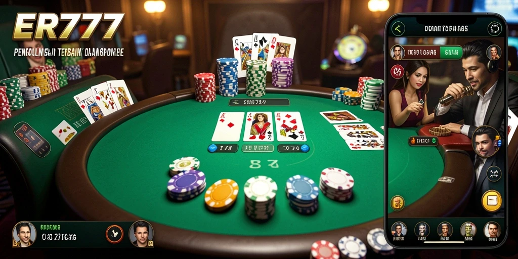 Screenshot dari gameplay poker yang menarik dan kompetitif.