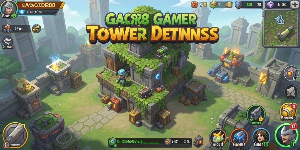 Gameplay GACOR88 menampilkan aksi seru dalam pertahanan menara.