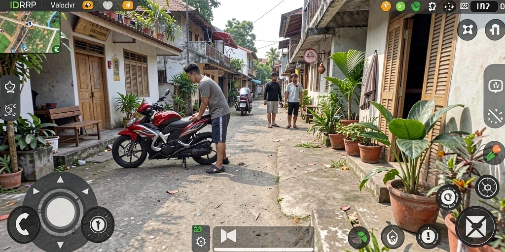 Tampilan gameplay dari <strong>IDRRP</strong> yang menggambarkan interaksi karakter dalam simulasi.