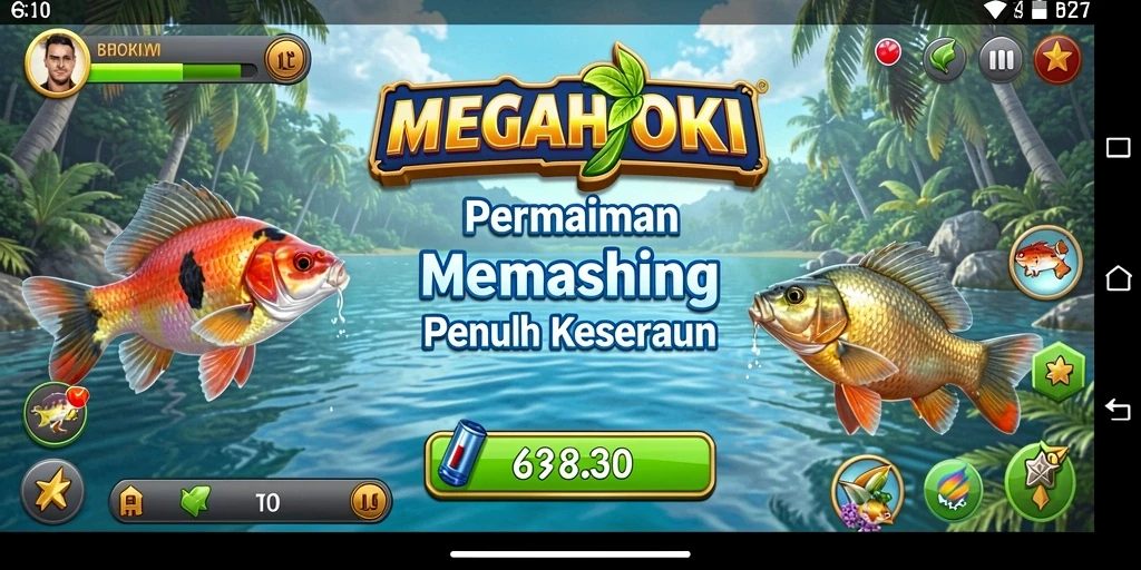 Gambaran gameplay memancing yang seru di MEGAHOKI.