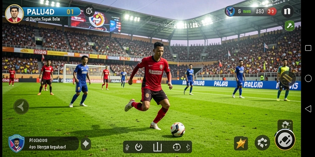 Tampilan gameplay seru dari PALU4D saat pertandingan sepak bola.
