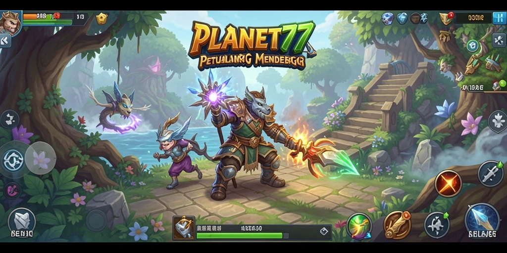 Tampilan penuh warna dari gameplay seru dalam PLANET77.