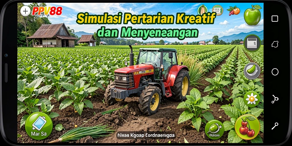 Screenshot gameplay PPV88 menampilkan ladang subur dan aktivitas bertani.