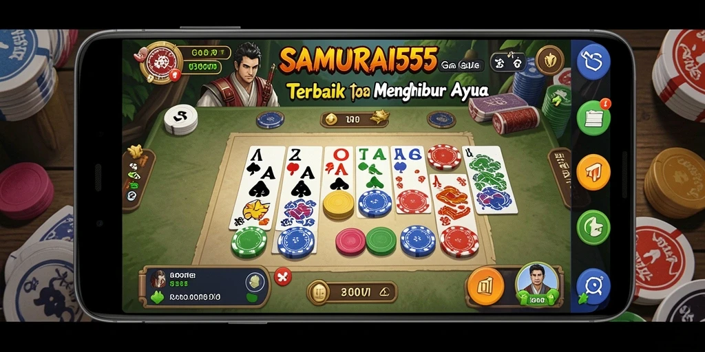 Tampilan gameplay SERU dalam SAMURAI555 yang penuh warna.