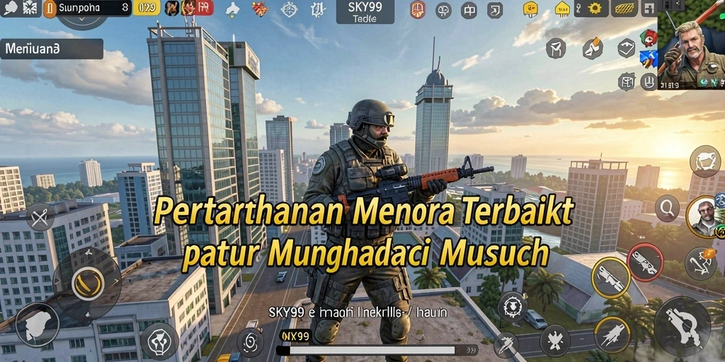 Tampilan gameplay <strong>SKY99</strong> yang menarik saat membangun menara pertahanan.