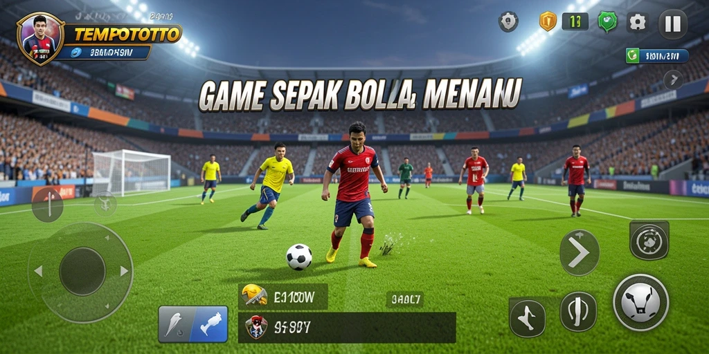 Gameplay TEMPOTOTO yang menegangkan dan menarik dalam aksi sepak bola.