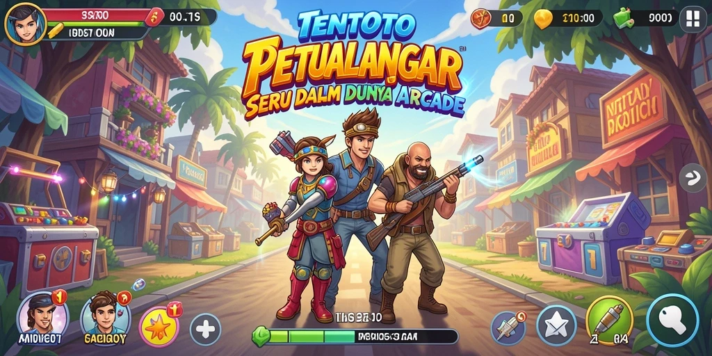 Screenshot gameplay TENTOTO menunjukkan aksi seru di arena arcade.