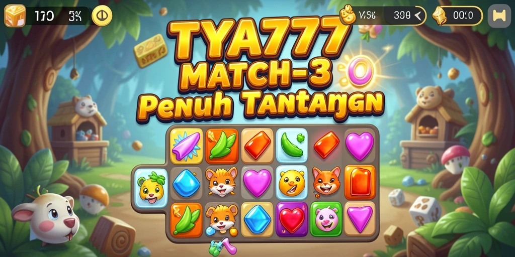 Screenshot gameplay TYA777 dengan aksi Match-3 yang seru.