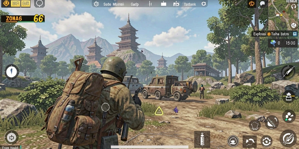 Tampilan gameplay ZONA66 menampilkan pemandangan yang menakjubkan di dunia terbuka.
